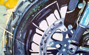 Kunstwerk Traum vom Fliegen von Rike WolkeSieben Detail Rad eines Motorrades