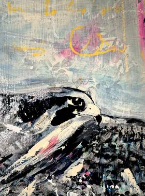 Dom von Magdeburg Kunstwerk von Rike WolkeSieben Detail von Domtheater unter Zeugen Falke Kopf